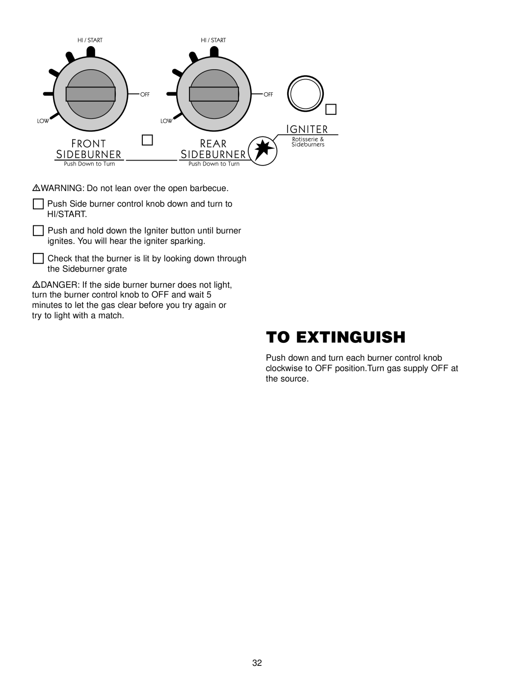 Weber Gas Burner manual To Extinguish 