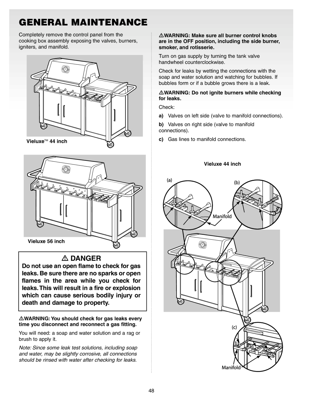 Weber Gas Burner manual VieluxeTM 44 inch Vieluxe 56 inch 