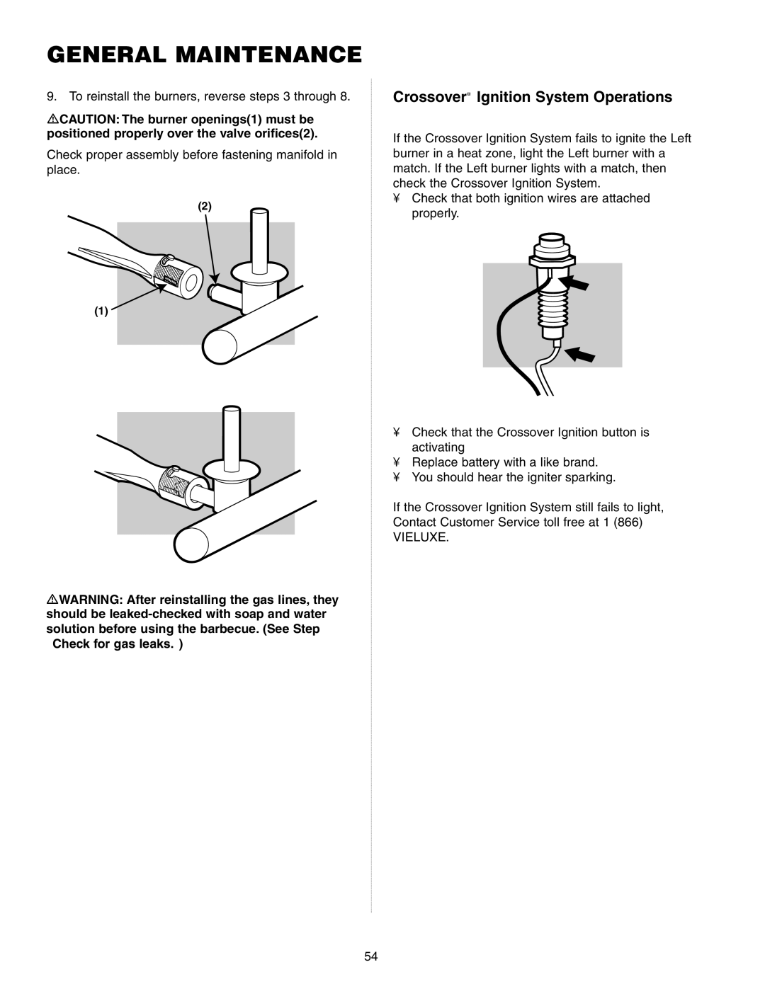 Weber Gas Burner manual Crossover Ignition System Operations 