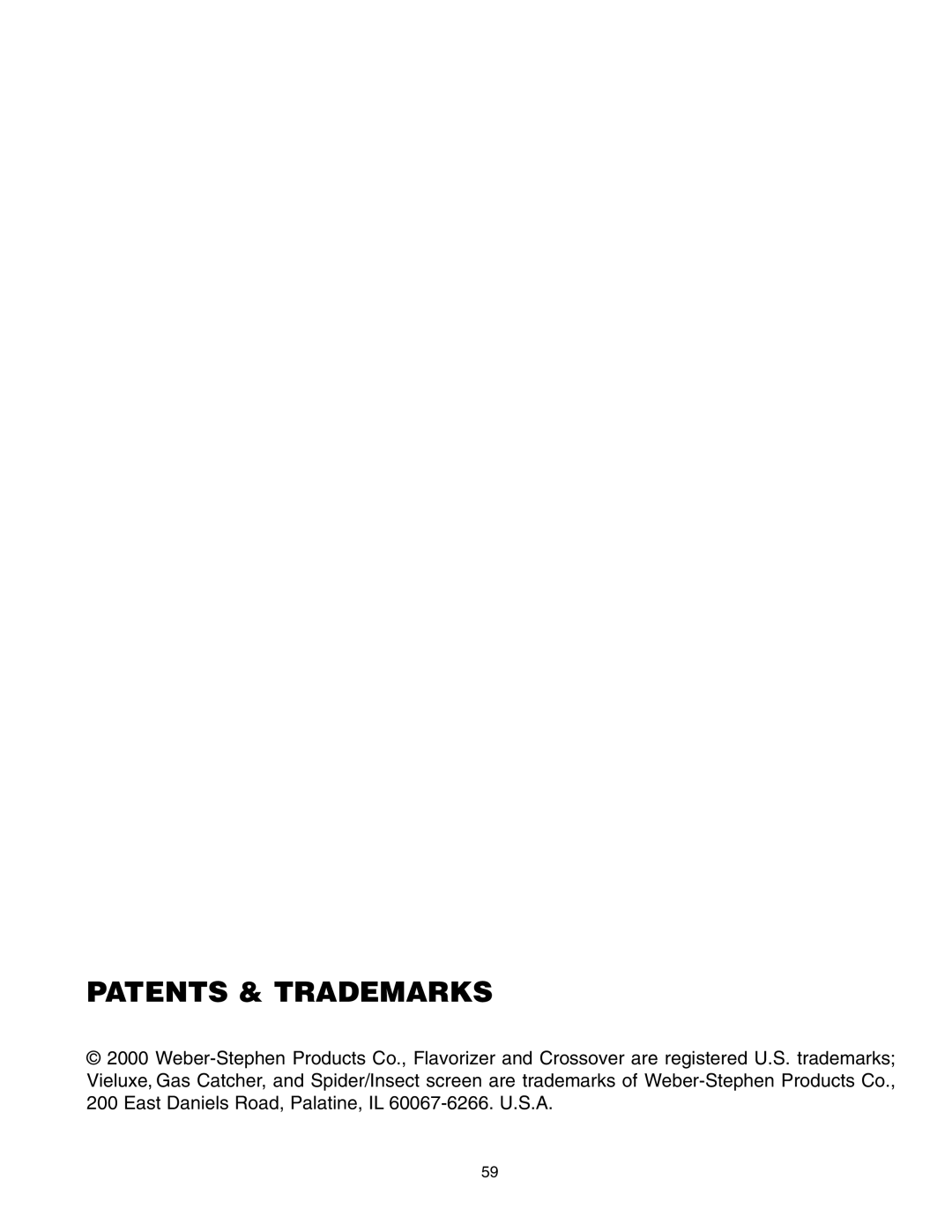 Weber Gas Burner manual Patents & Trademarks 