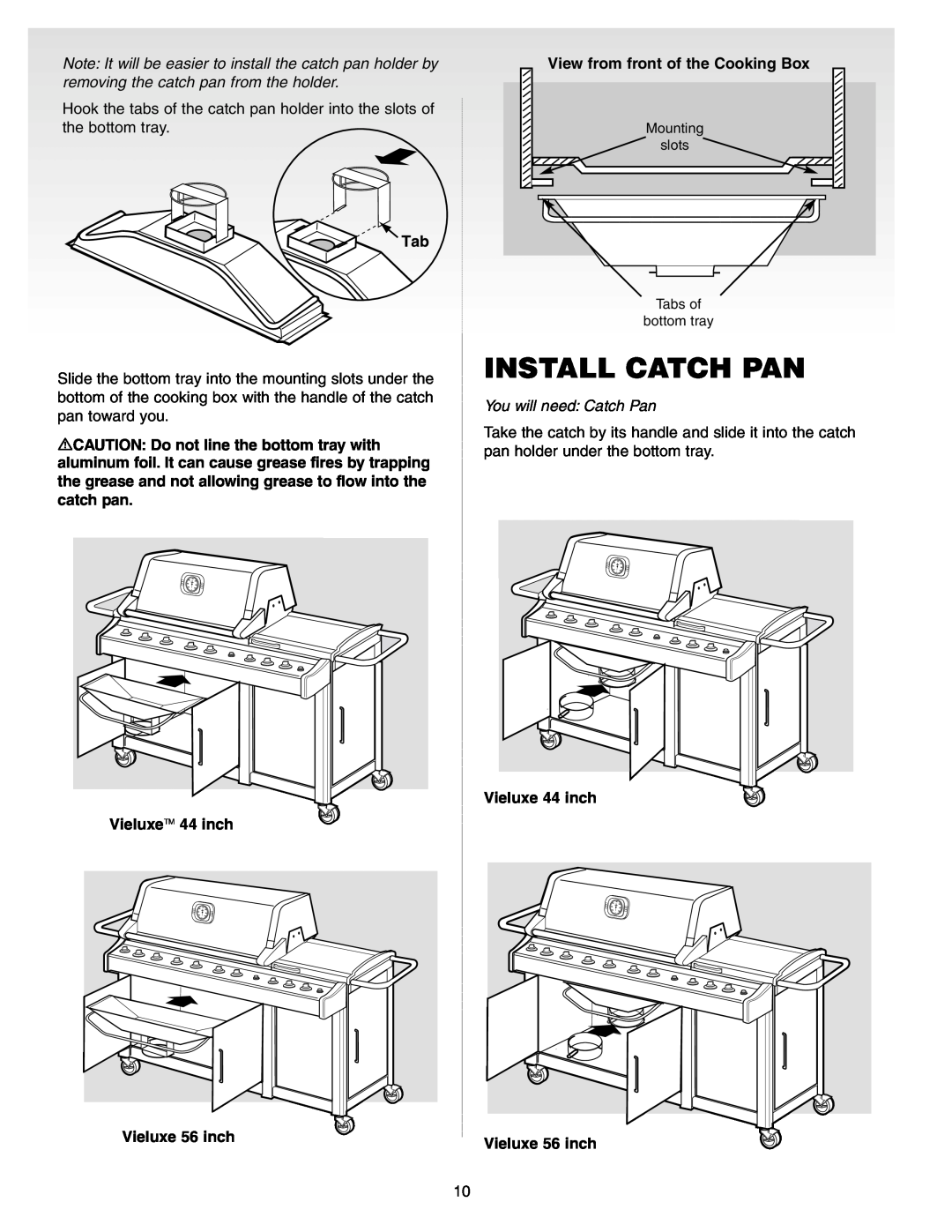 Weber Gas Burner manual Install Catch Pan, You will need Catch Pan 