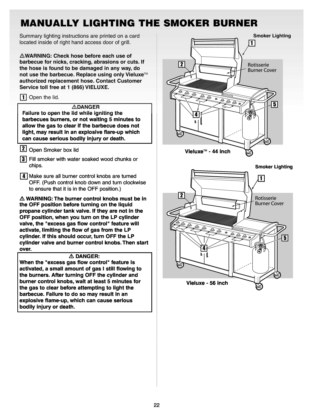 Weber Gas Burner manual Manually Lighting The Smoker Burner, 1Open the lid, 2Open Smoker box lid 