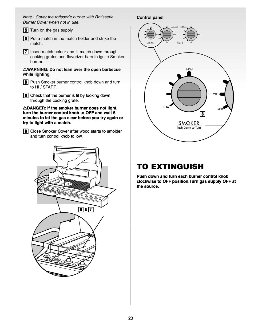 Weber Gas Burner manual To Extinguish, 5Turn on the gas supply 