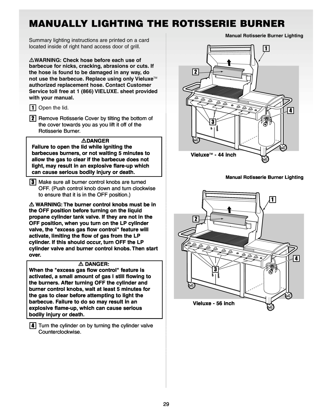 Weber Gas Burner manual Manually Lighting The Rotisserie Burner 