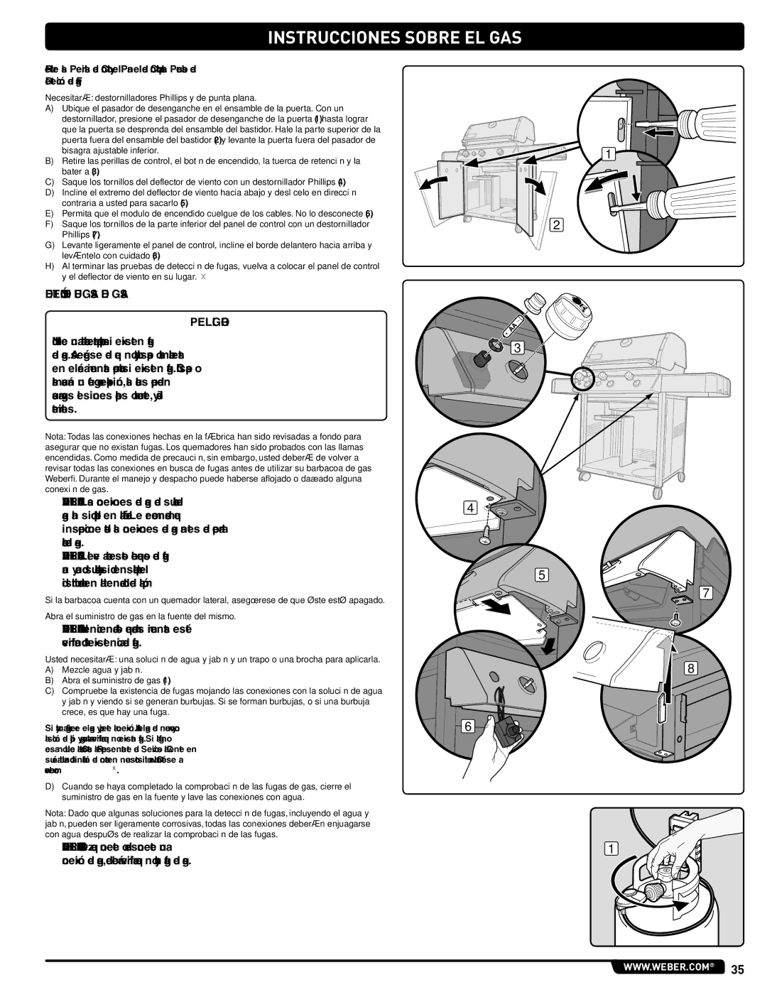 Weber 54406, GAS GRILL LP Gas Grill, 330 manual Detección DE Fugas DE GAS 