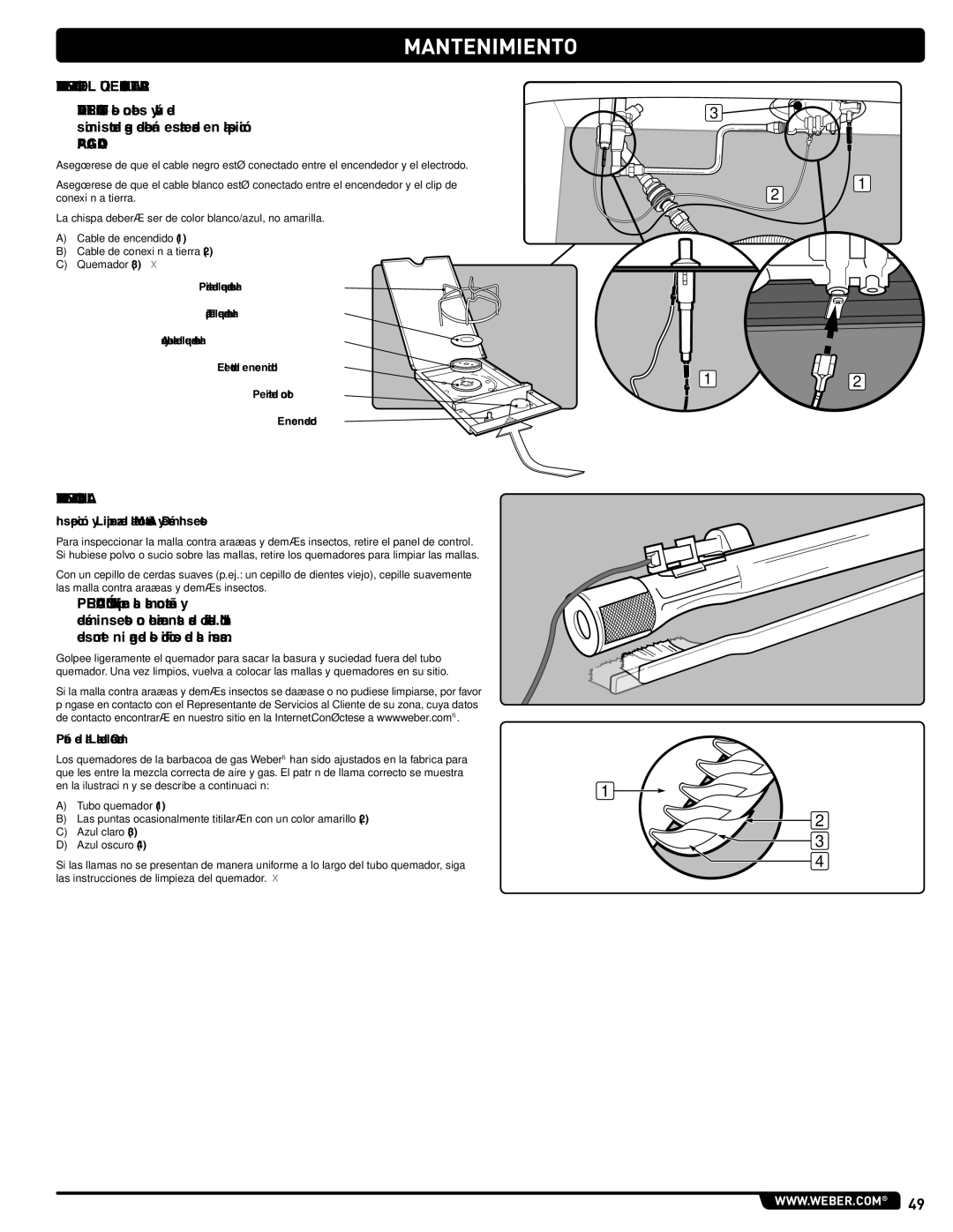 Weber 330, 54406 manual Mantenimiento DEL Quemador Lateral, Apagado, Mantenimiento Anual, Patrón de la Llama del Quemador 