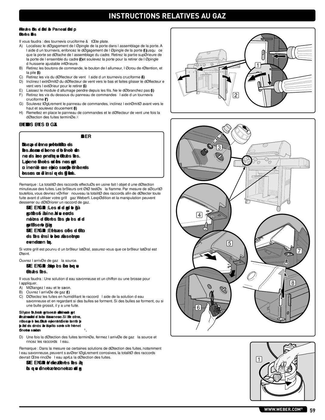 Weber 54406, GAS GRILL LP Gas Grill, 330 manual Detection DES Fuites DE GAZ 