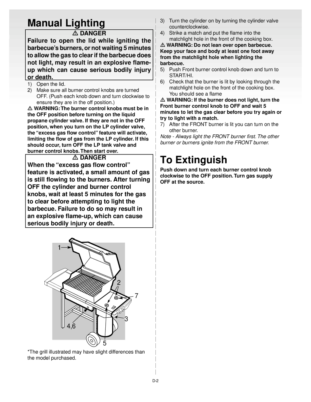 Weber Gas Grill manual Manual Lighting 