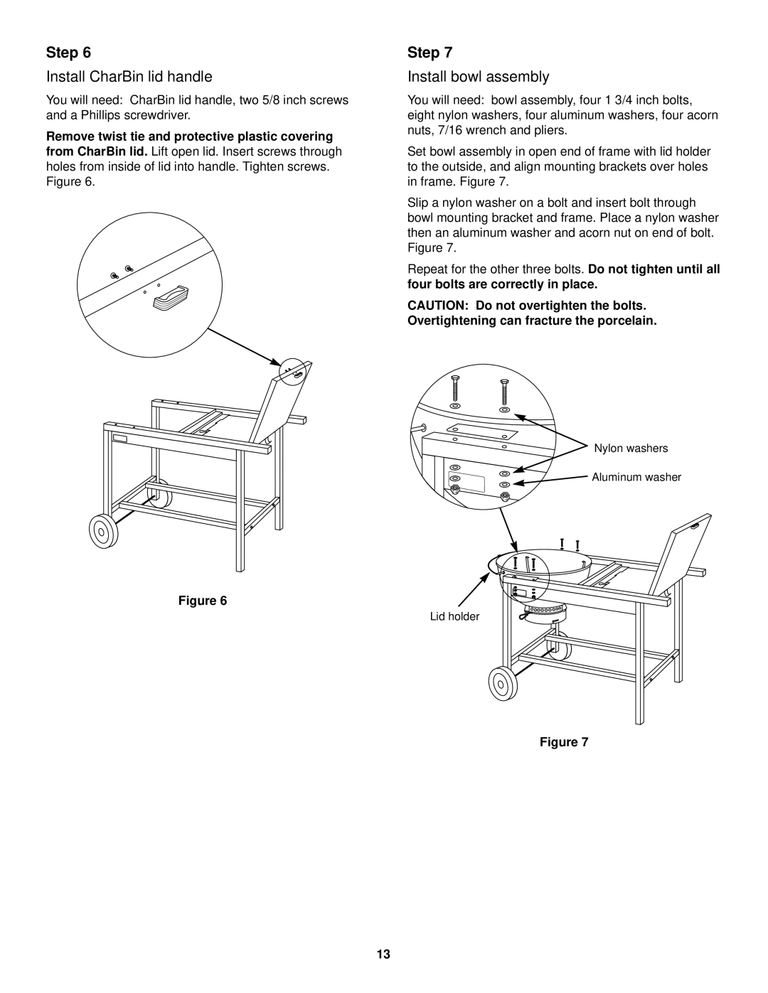 Weber Grill owner manual Install CharBin lid handle, Install bowl assembly 