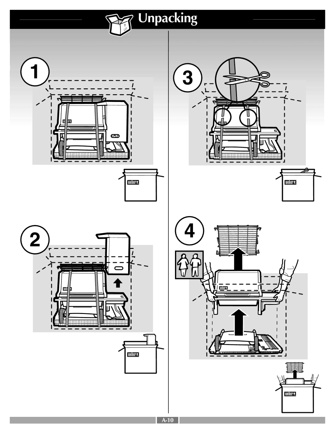 Weber LP GAS GRILL manual Unpacking 