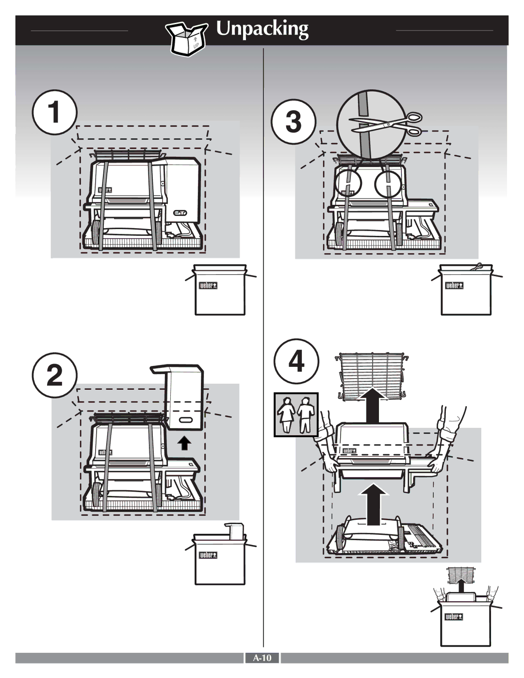 Weber LPG Gas Grill manual Unpacking 