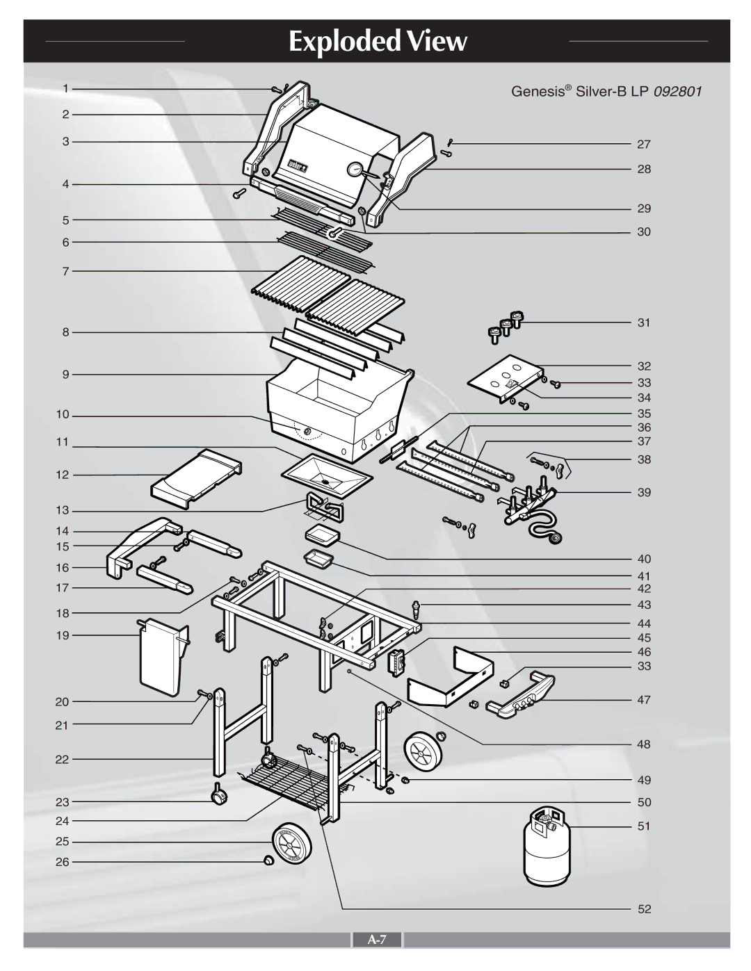 Weber LPG Gas Grill manual Exploded View 