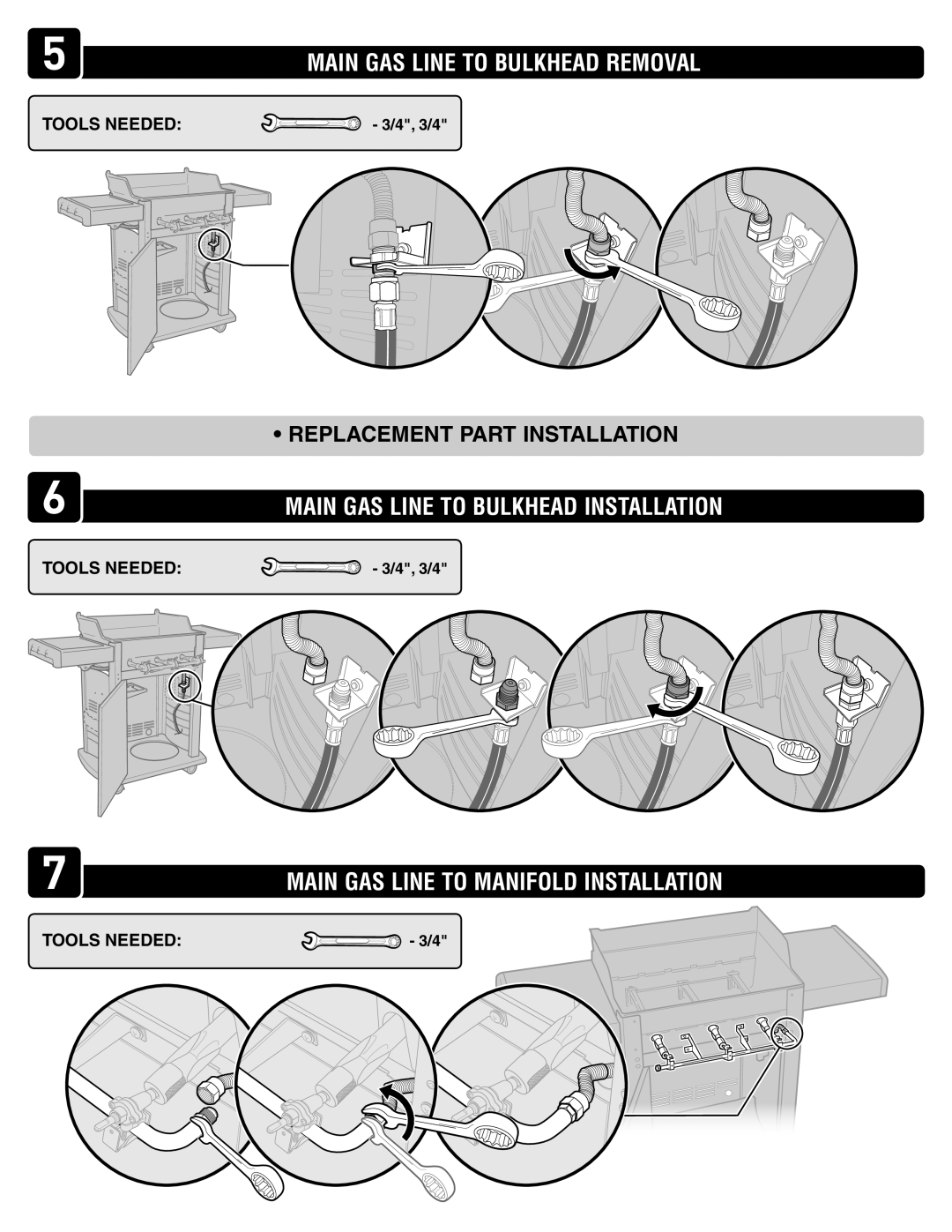 Weber Main Gas Line, 61626 warranty Main GAS Line to Bulkhead Removal, Main GAS Line to Bulkhead Installation 