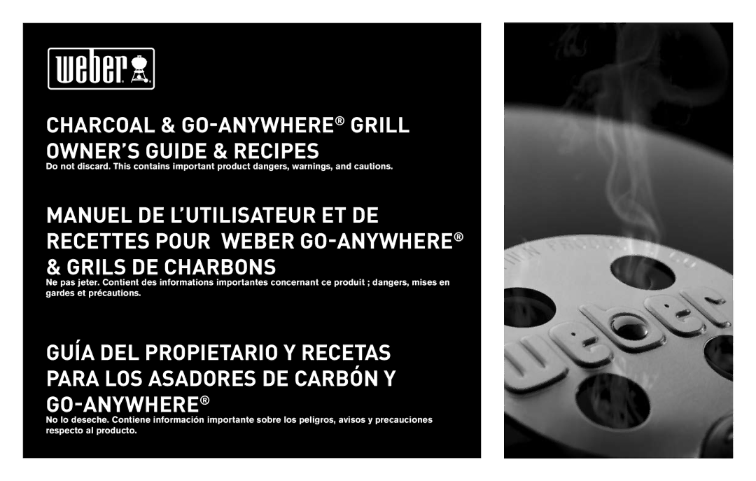 Weber None manual Charcoal & GooO-ANYWHEREGRILL OWNER’S Guide & Recipes 