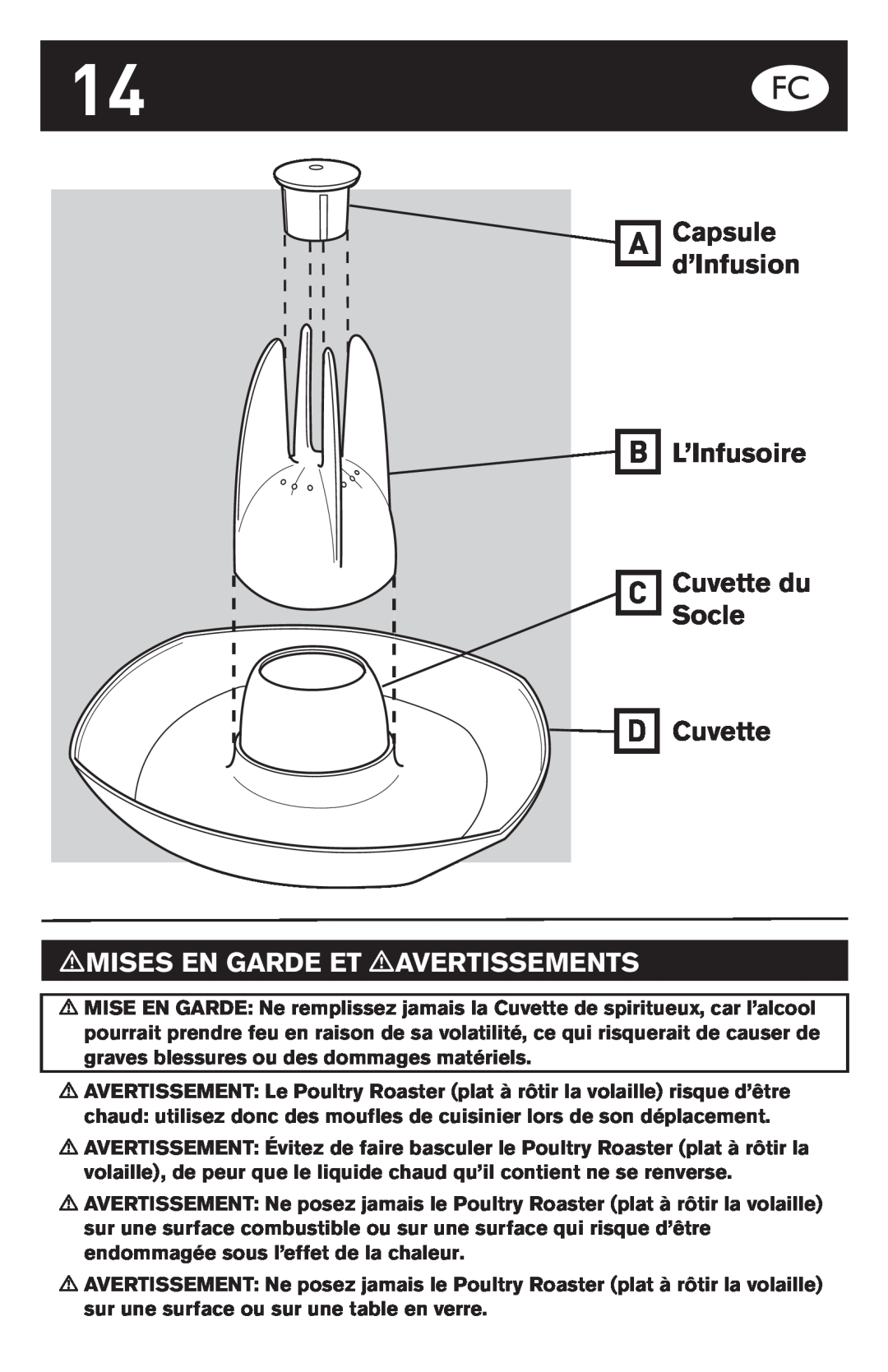 Weber Oven manual Capsule d’Infusion L’Infusoire Cuvette du Socle, mMISES EN GARDE ET mAVERTISSEMENTS 