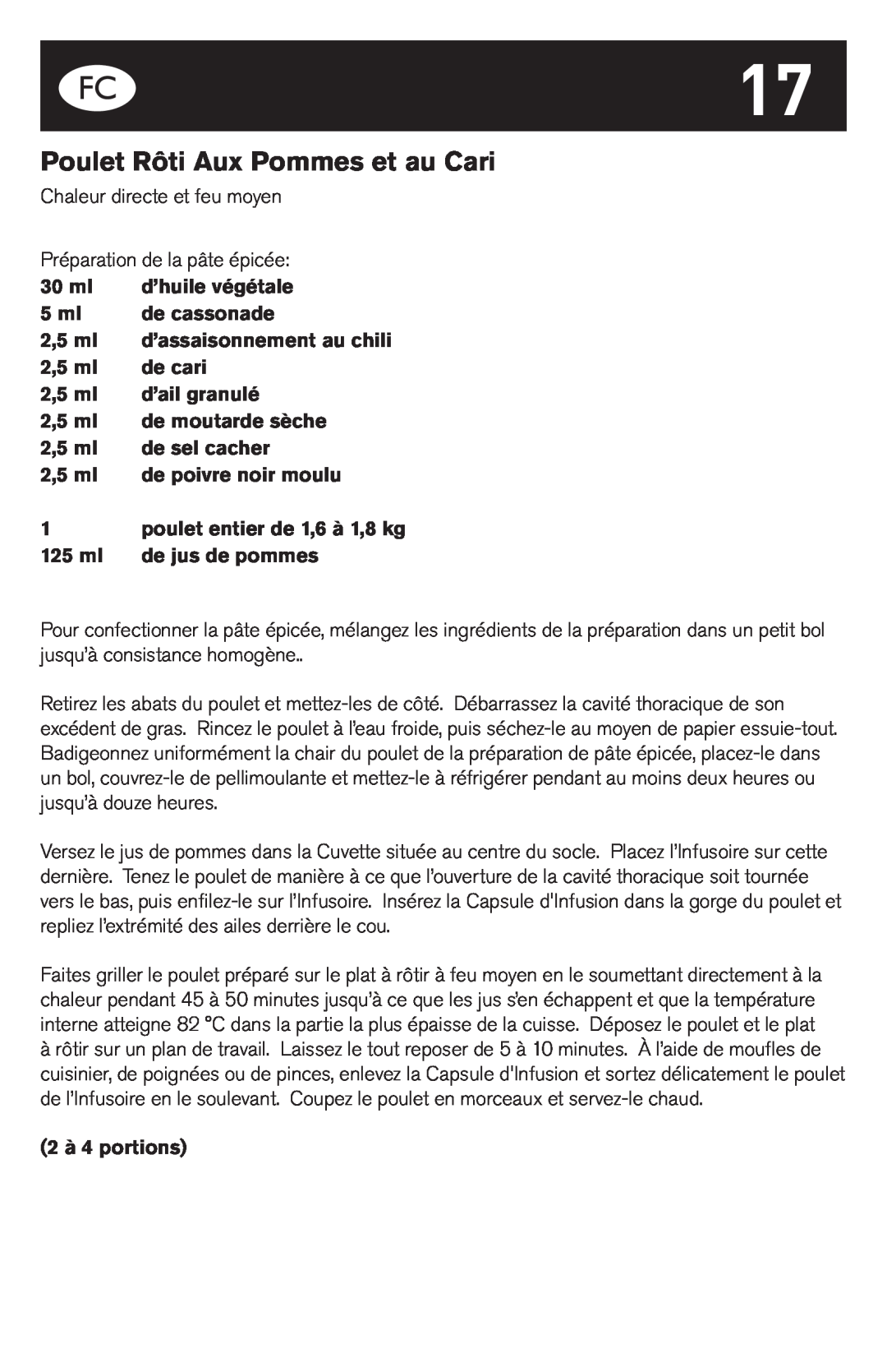 Weber Oven manual Poulet Rôti Aux Pommes et au Cari 