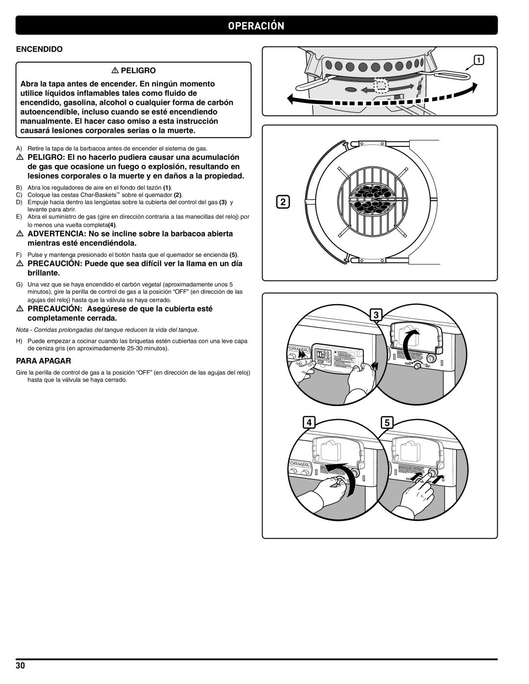 Weber PERFORMER PLATINUM manual Encendido, Para Apagar 