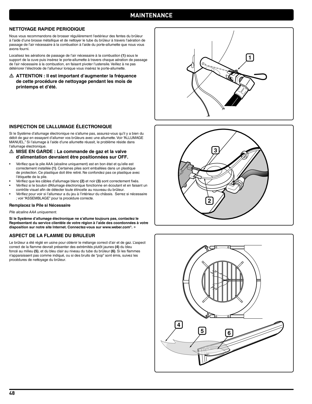 Weber PERFORMER PLATINUM manual Nettoyage Rapide Periodique, Inspection DE L’ALLUMAGE Électronique 