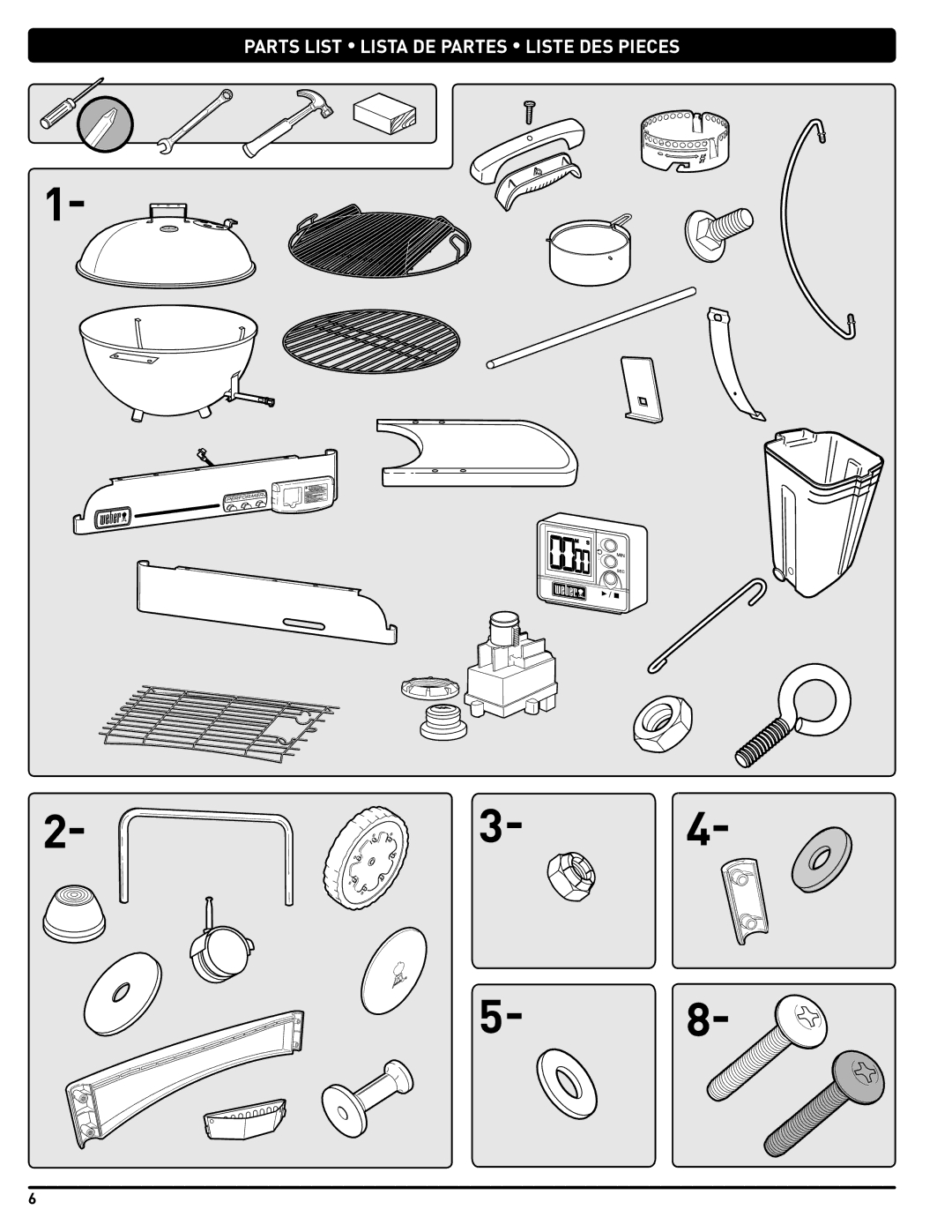 Weber PERFORMER PLATINUM manual Parts List Lista DE Partes Liste DES Pieces 