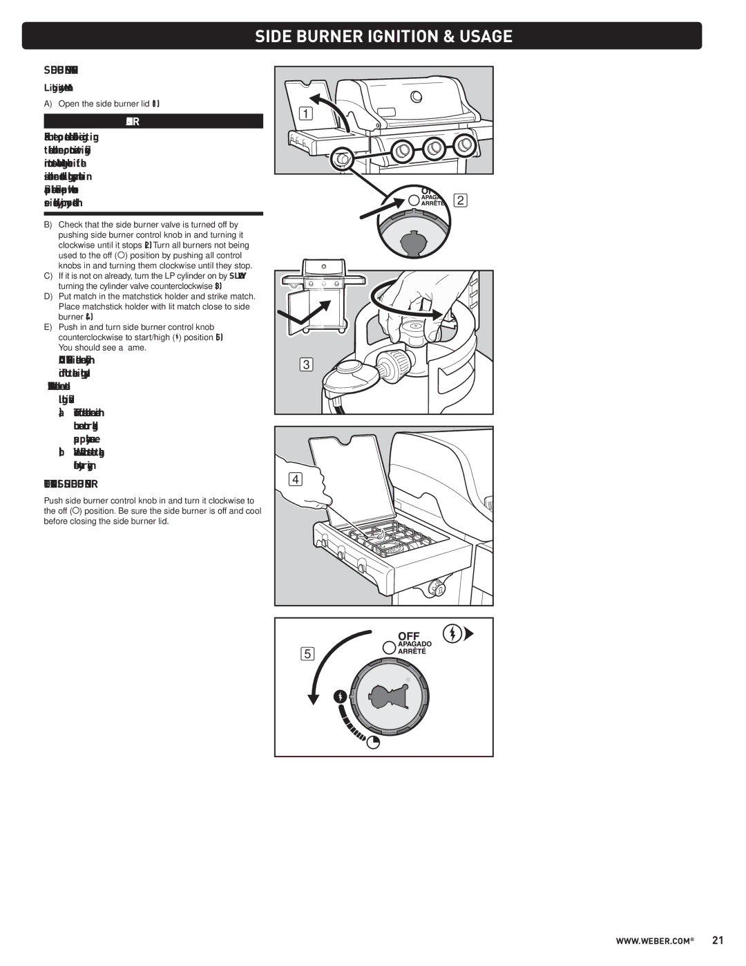 Weber PL - PG. 59 57205 manual Side Burner Ignition & Usage 