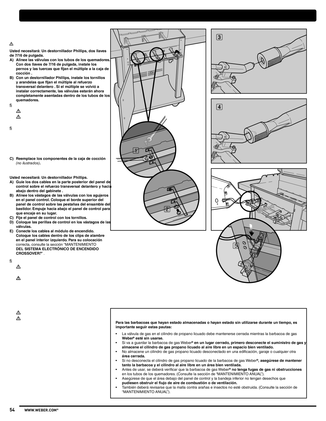 Weber PL - PG. 59 57205 manual Vuelva a instalar el múltiple, Vuelva a instalar el panel de control 