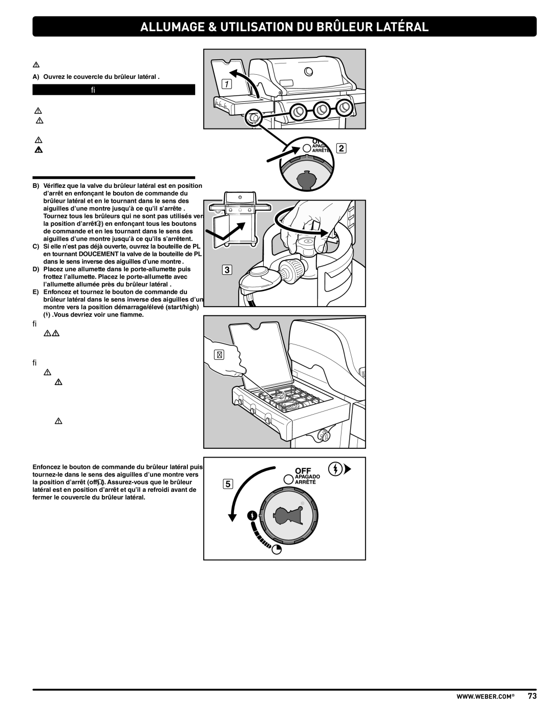 Weber PL - PG. 59 57205 manual Vous devriez voir une flamme 