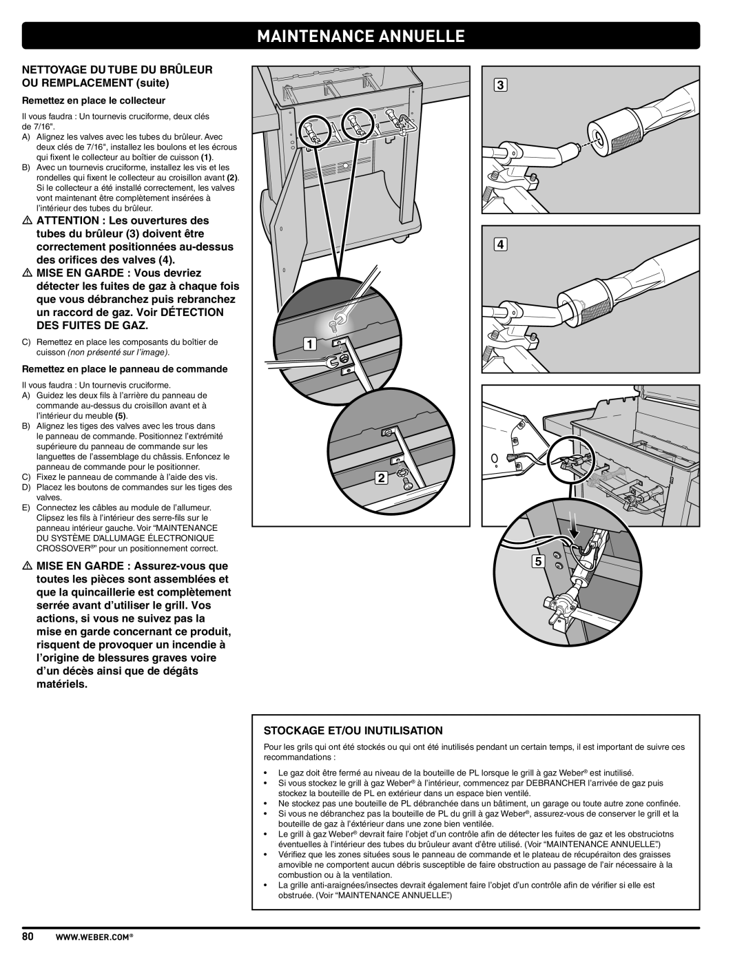 Weber PL - PG. 59 57205 manual Remettez en place le collecteur, Il vous faudra Un tournevis cruciforme, deux clés de 7/16 