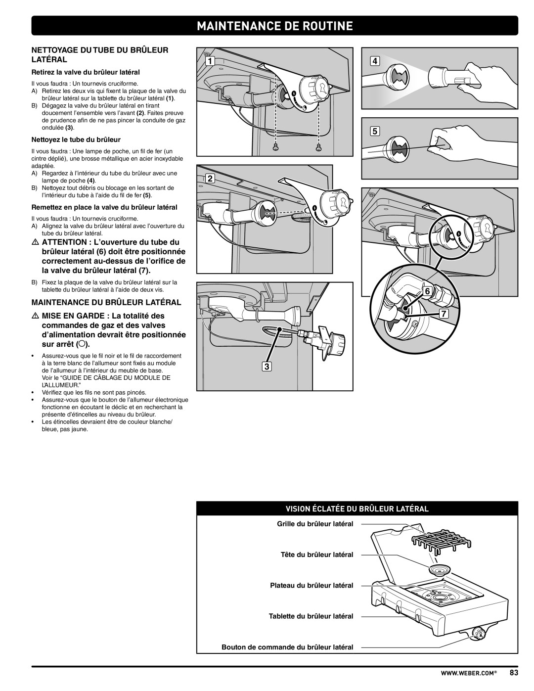 Weber PL - PG. 59 57205 Nettoyage DU Tube DU Brûleur Latéral, Maintenance DU Brûleur Latéral, Nettoyez le tube du brûleur 