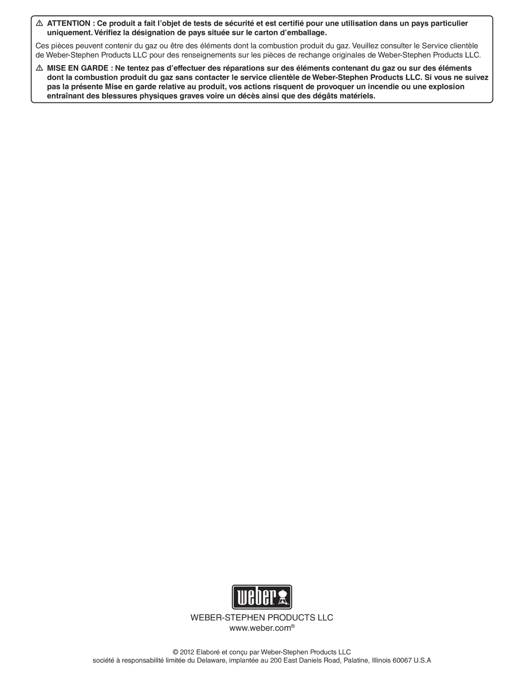 Weber PL - PG. 59 57205 manual WEBER-STEPHEN Products LLC 