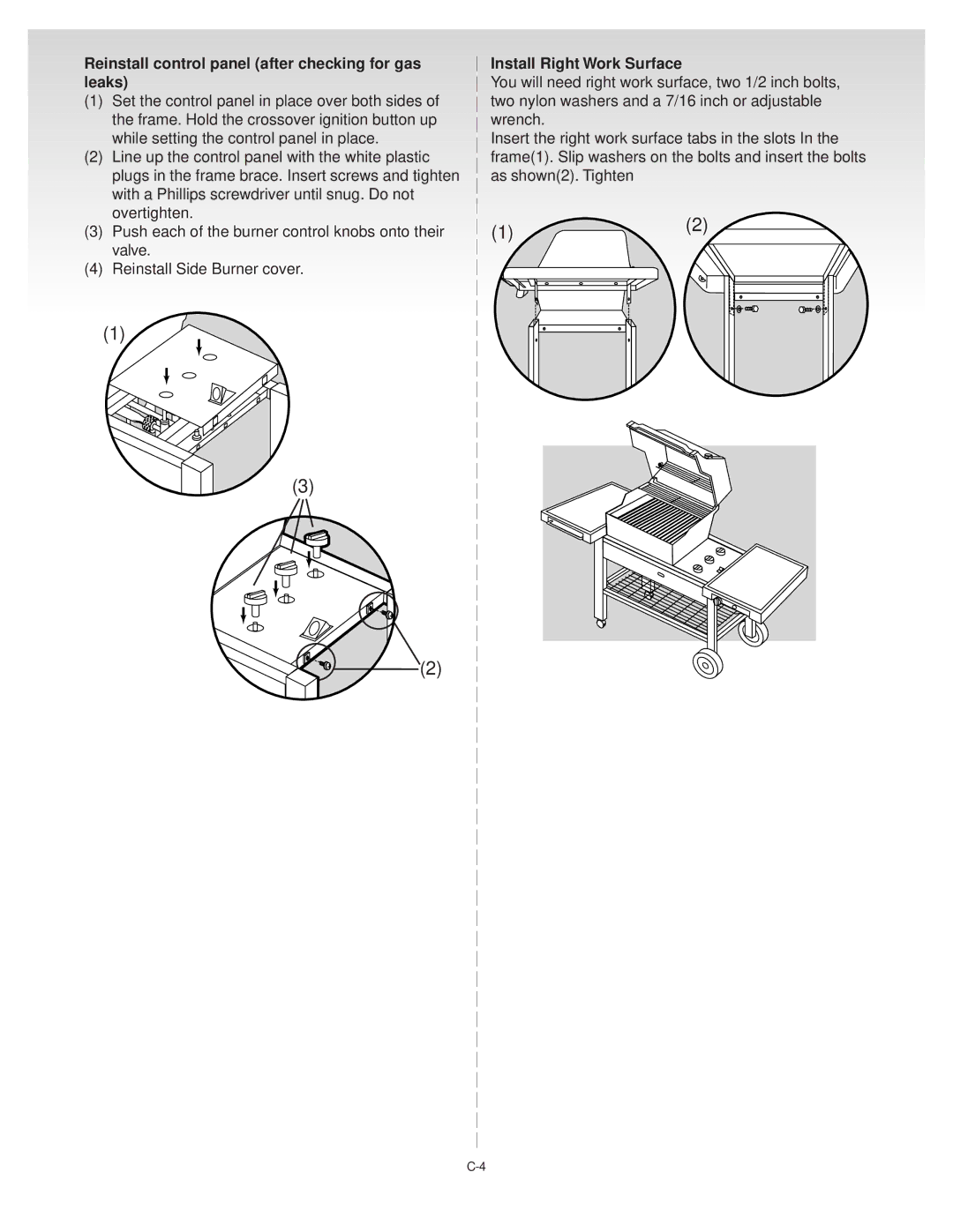 Weber Platinum B manual You will need right work surface, two 1/2 inch bolts 