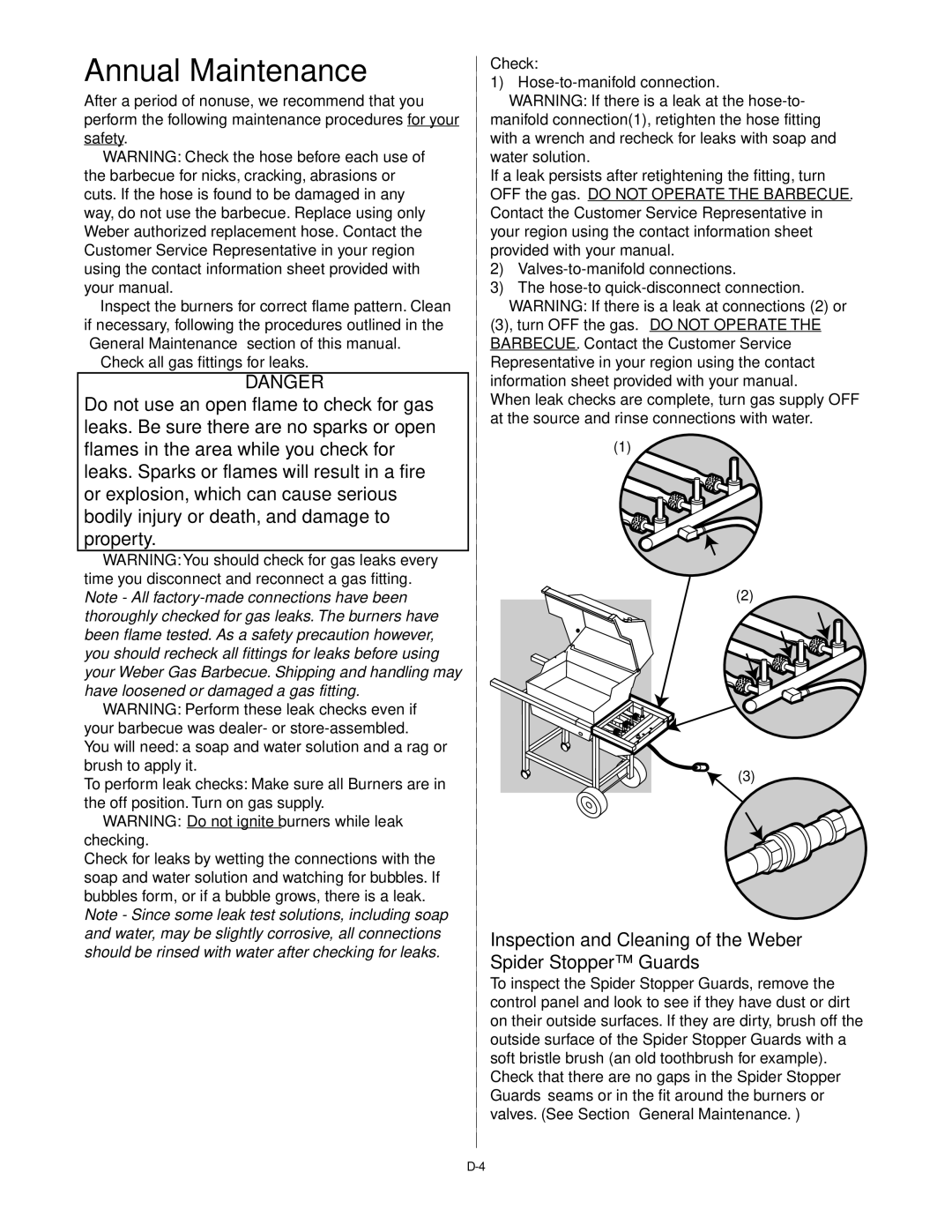 Weber Platinum B manual Annual Maintenance, Inspection and Cleaning of the Weber Spider Stopper Guards 