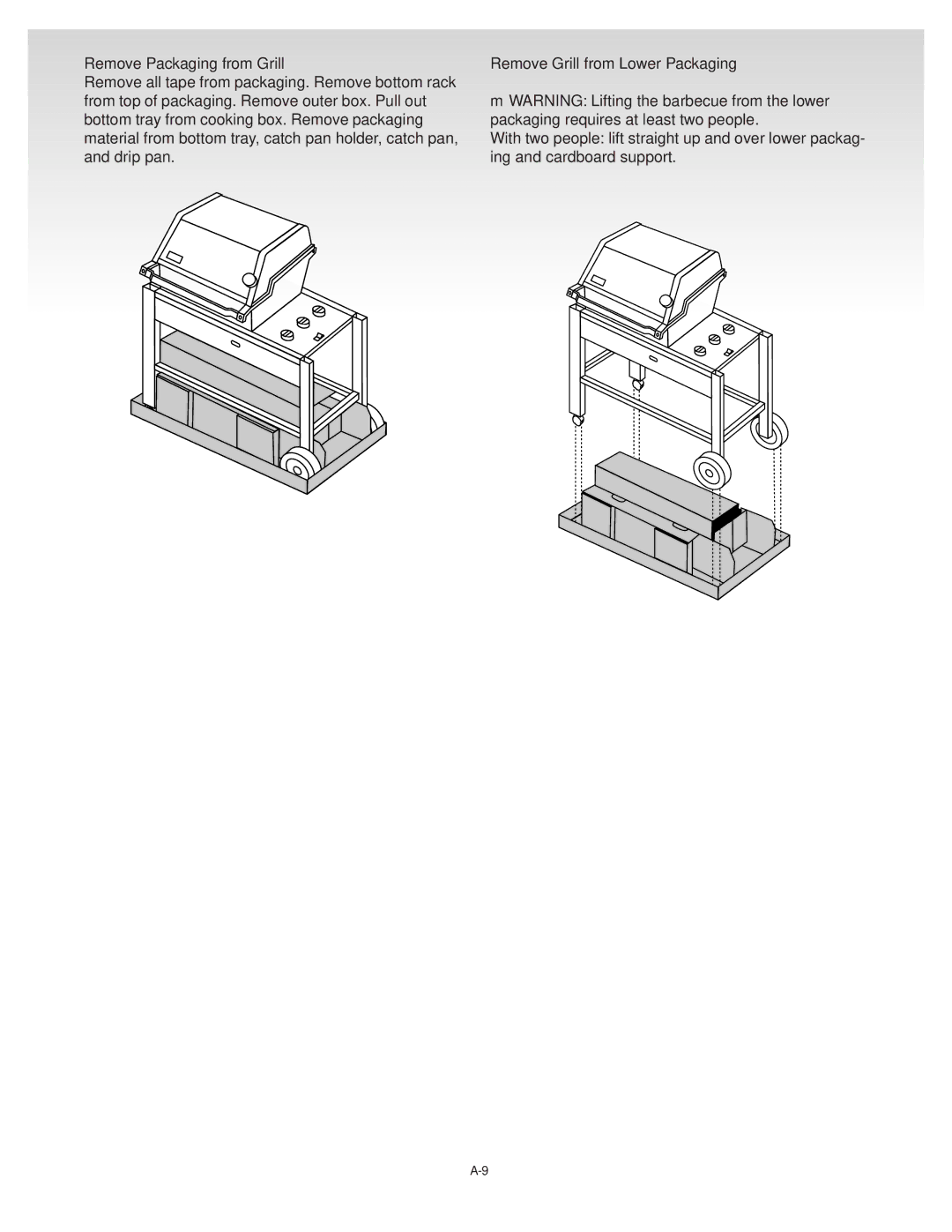 Weber Platinum B manual Packaging requires at least two people 