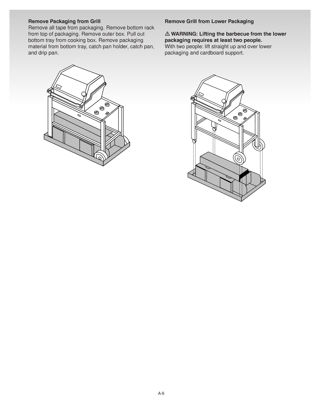 Weber Platinum C manual Packaging requires at least two people 