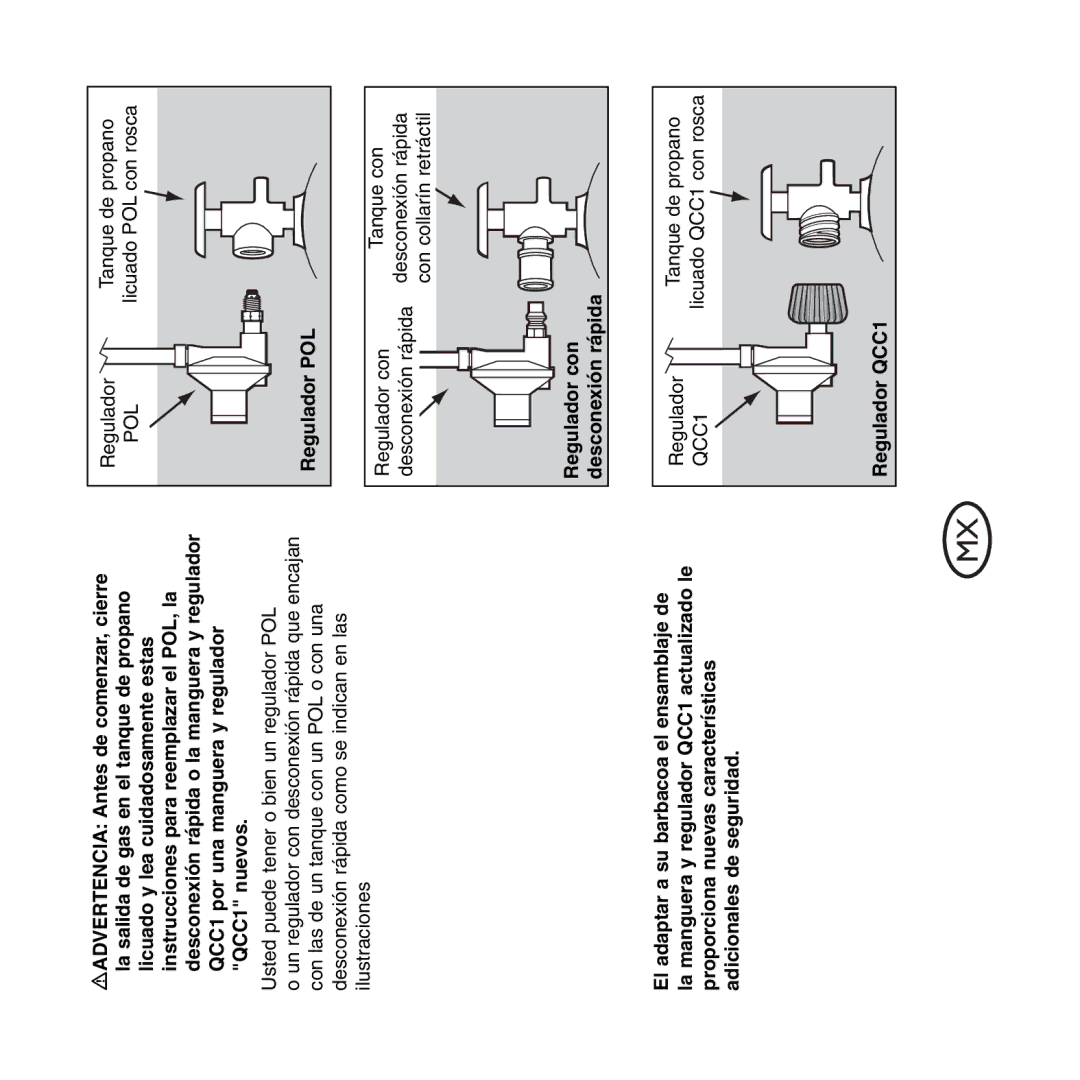 Weber QCC1, Hose and Regulator Replacement manual Regulador POL 