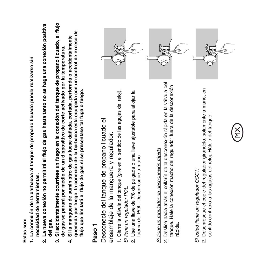 Weber Hose and Regulator Replacement, QCC1 manual Paso, Si tiene un regulador POL 