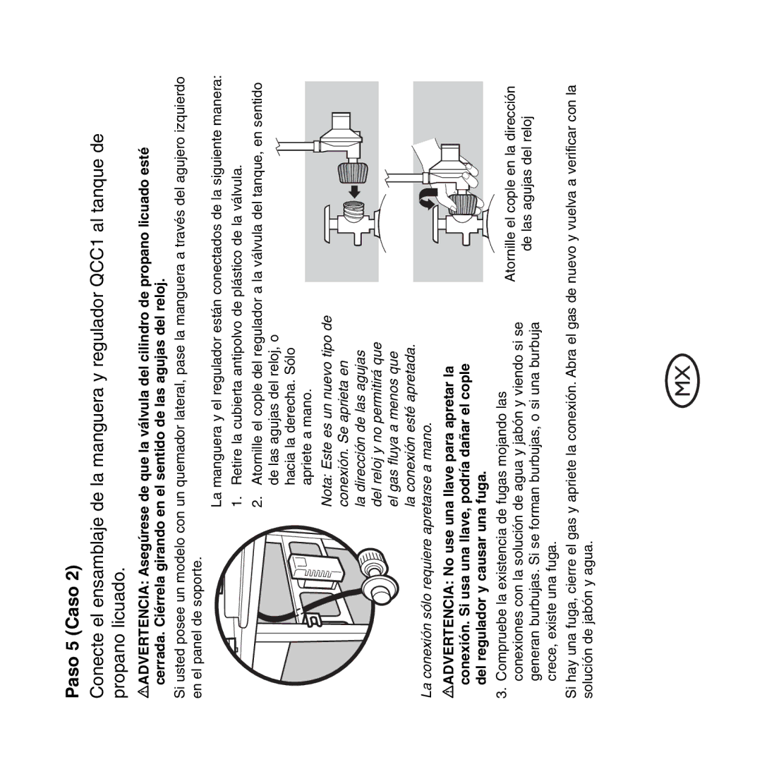 Weber QCC1, Hose and Regulator Replacement manual Paso 5 Caso 