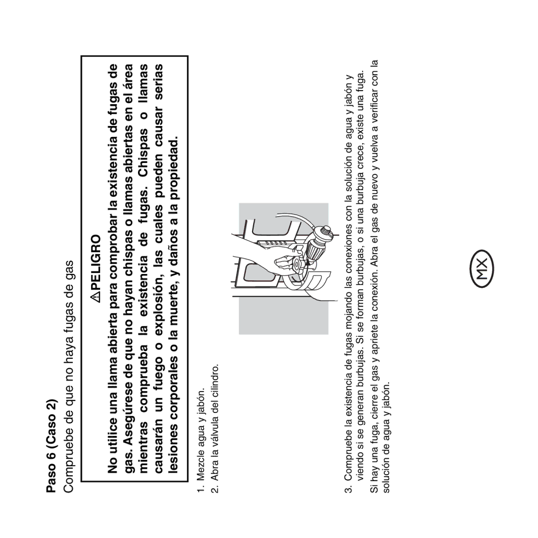 Weber Hose and Regulator Replacement, QCC1 manual Paso 6 Caso, Compruebe de que no haya fugas de gas 