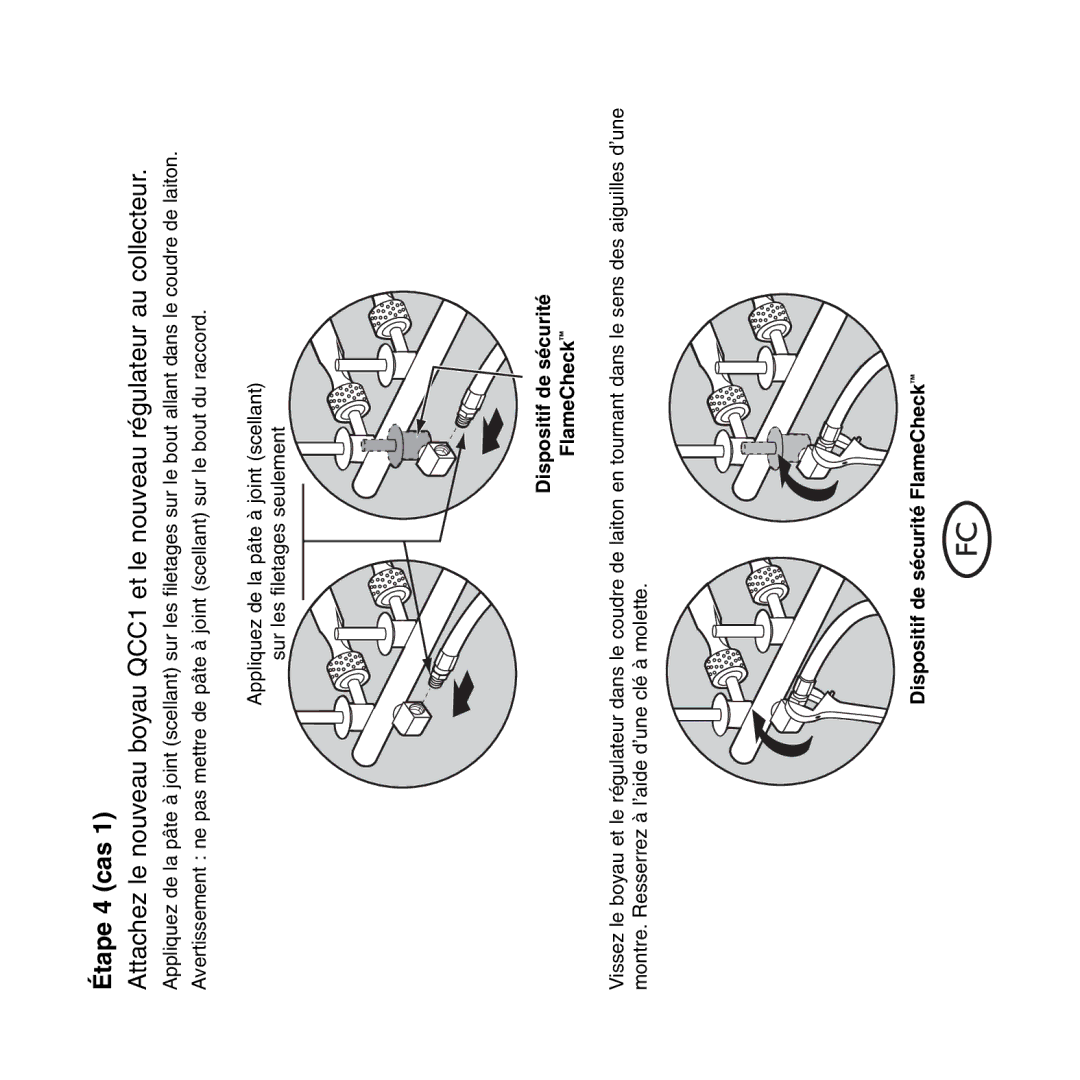 Weber QCC1, Hose and Regulator Replacement manual Étape 4 cas, Dispositif de sécurité FlameCheck 