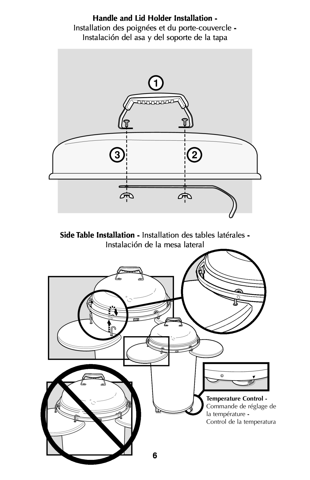 Weber Refrigerator manual Handle and Lid Holder Installation, Installation des poignées et du porte-couvercle 