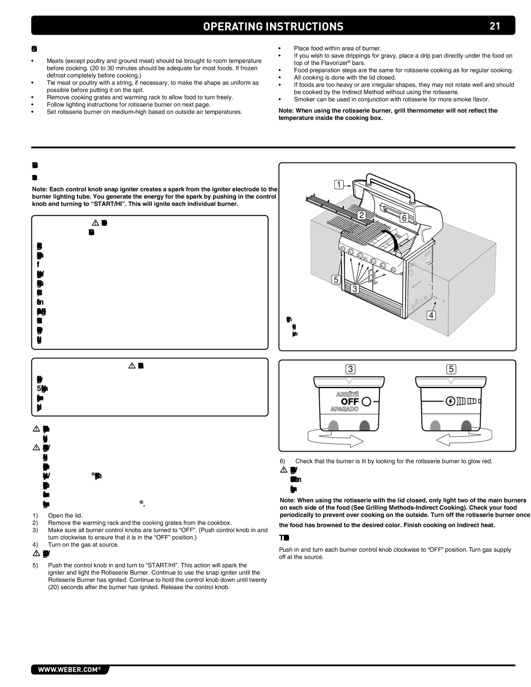 Weber S-460 manual Cooking, Lighting the Rotisserie Burner, Rotisserie Burner Snap Ignition 