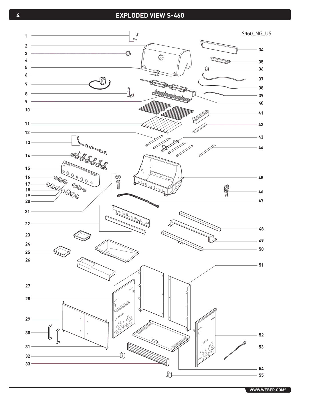 Weber manual Exploded view S-460 