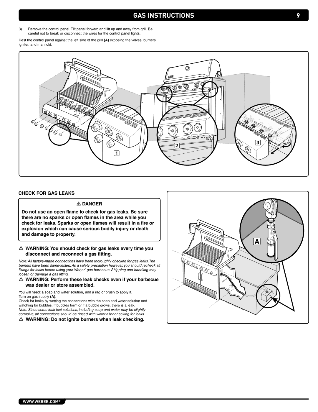 Weber S-460 manual Gas Instructions 