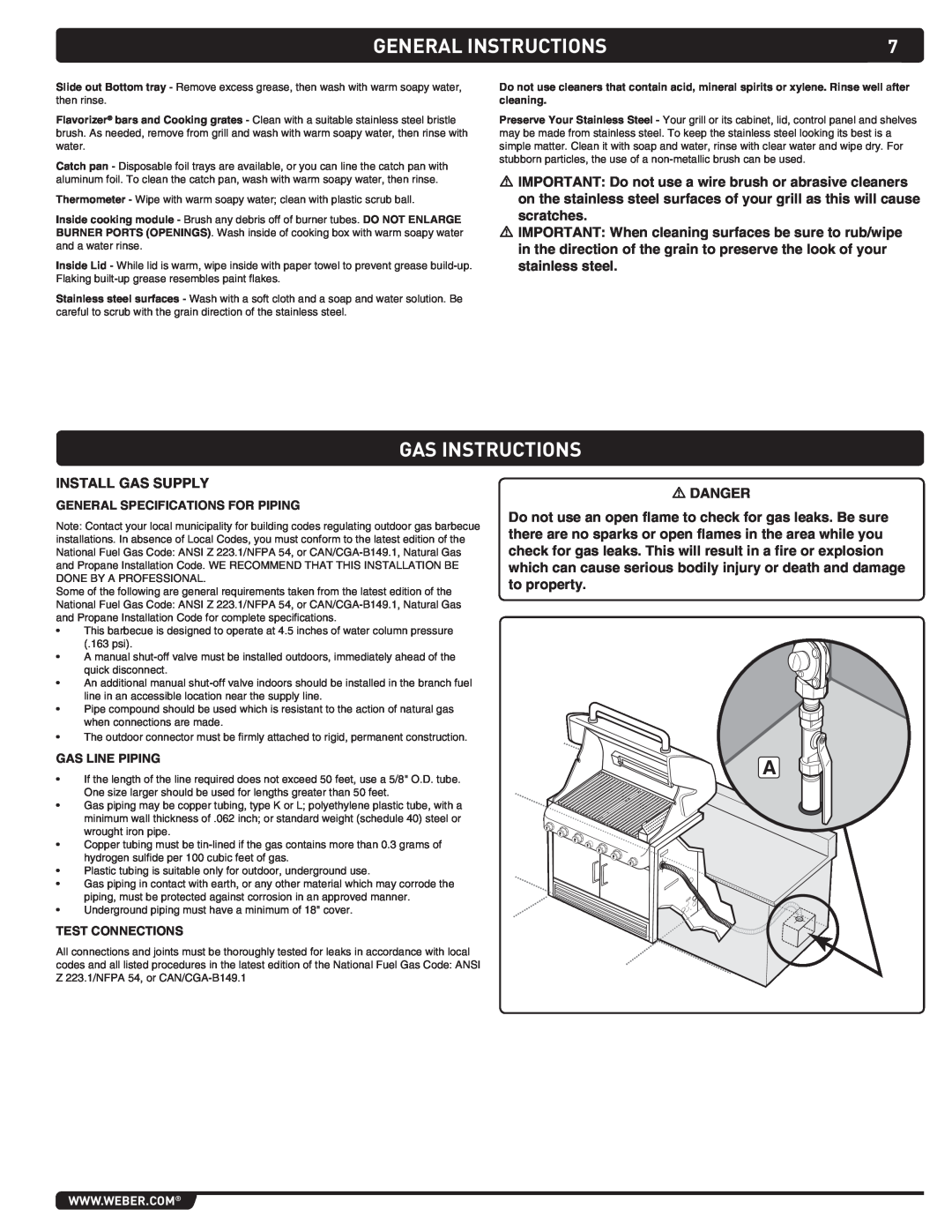 Weber S-460 manual Gas Instructions 
