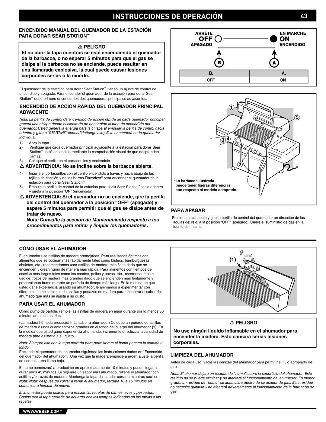 Weber S-470TM manual Cómo Usar EL Ahumador, Para Usar EL Ahumador, Limpieza DEL Ahumador 