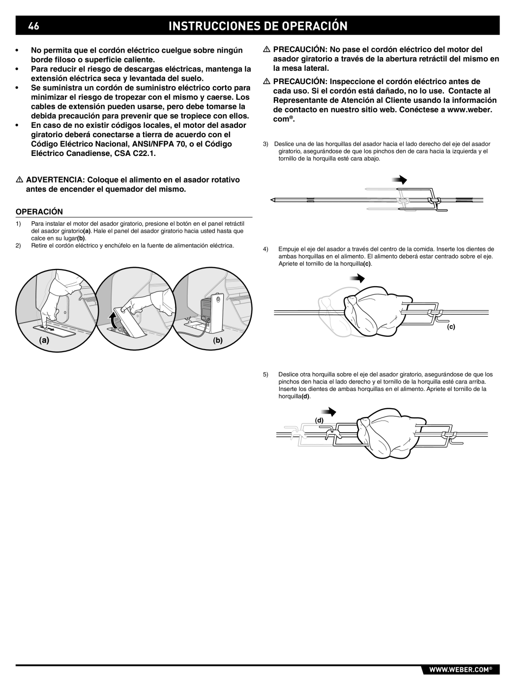 Weber S-470TM manual Operación 
