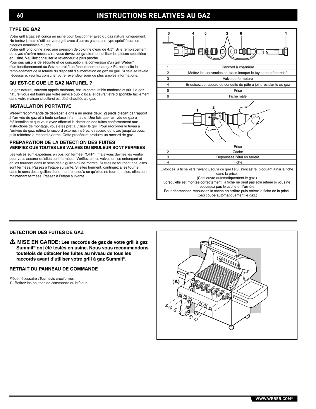 Weber S-470TM Type DE GAZ, QU’EST-CE QUE LE GAZ Naturel ?, Installation Portative, Preparation DE LA Detection DES Fuites 