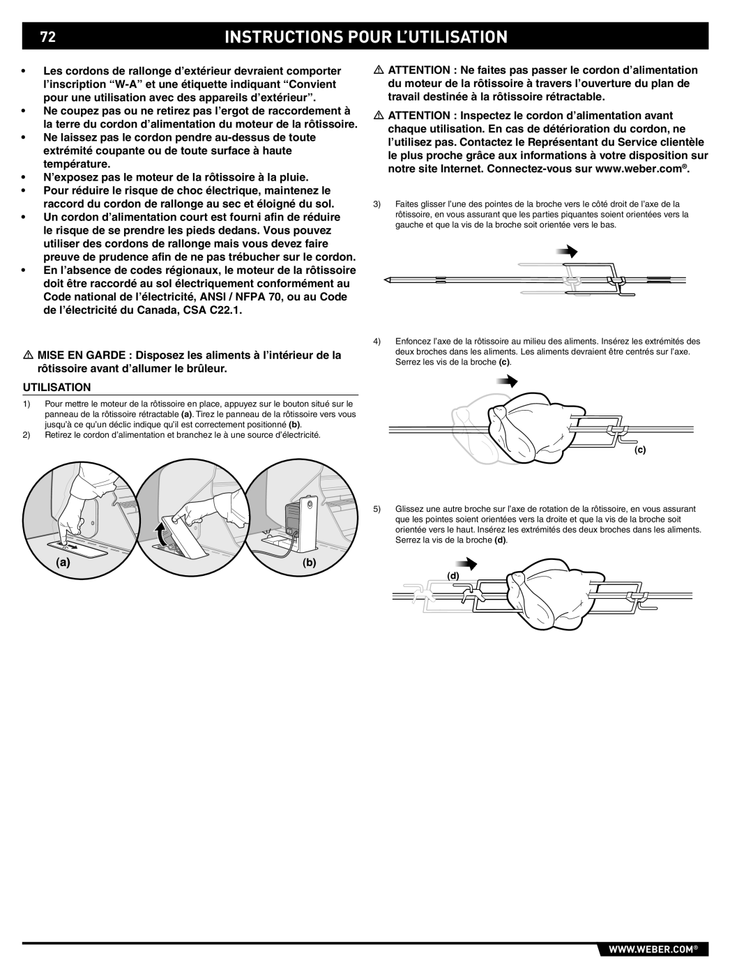Weber S-470TM manual Utilisation 