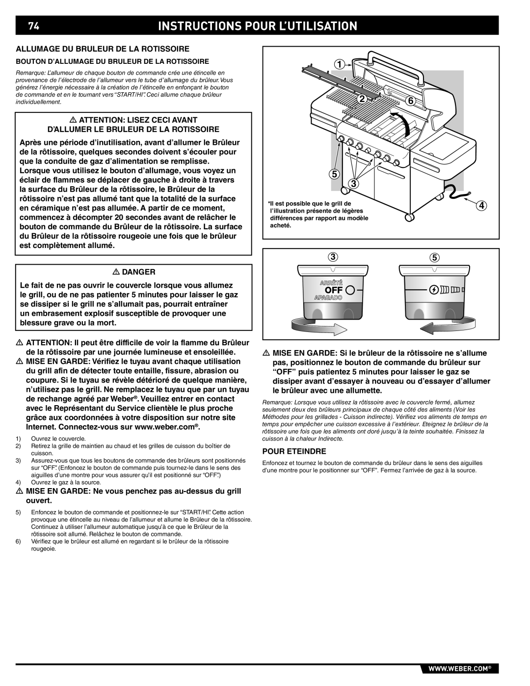 Weber S-470TM manual Allumage DU Bruleur DE LA Rotissoire, ’ALLUMER LE Bruleur DE LA Rotissoire 