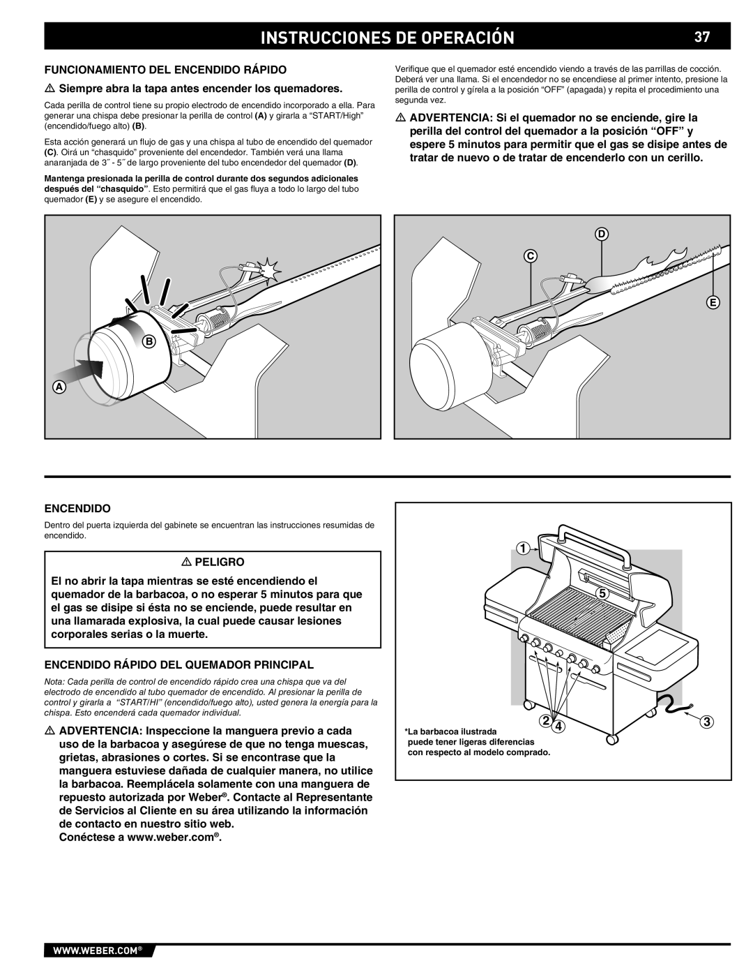 Weber S-470TM manual Instrucciones De Operación, La barbacoa ilustrada 