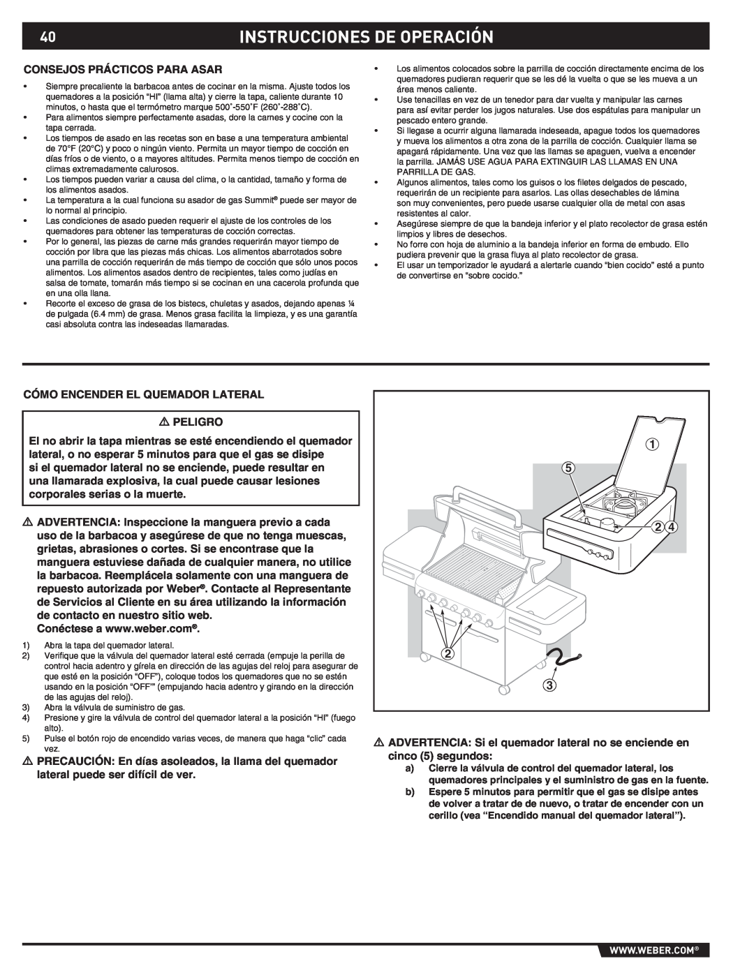 Weber S-470TM manual Instrucciones De Operación, Consejos Prácticos Para Asar 